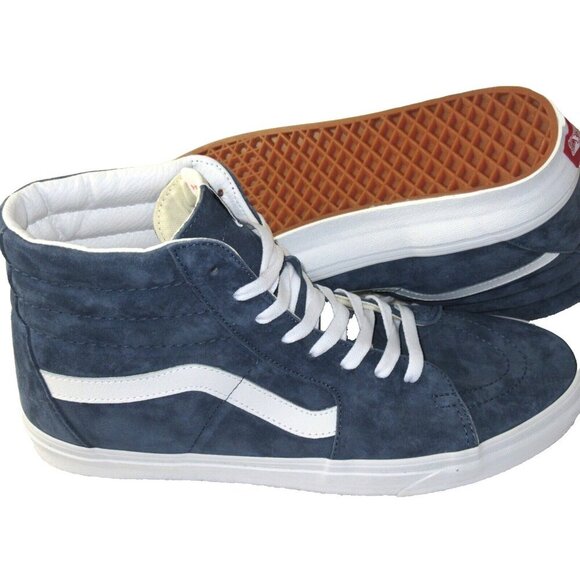 Vans Men's Sk8-Hi Pig Suede Vintage Indigo Blue White Skate shoes Size 13 NIB - Picture 2 of 5